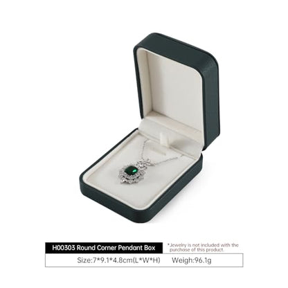 Pendant Necklace Box, Leather Mens Jewelry Box, Necklace Gift Box For Engagement,Wedding,Anniversary,Birthday,Valentine'S Day - color: Green, size: Pendant Box