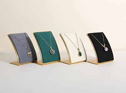 Beige Necklace display stand, Velvet Jewelry necklace display holder for selling, small metal earring neck storage organizer, online jewelry photography props【Beige】 - color: Cream