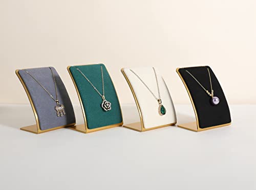 Beige Necklace display stand, Velvet Jewelry necklace display holder for selling, small metal earring neck storage organizer, online jewelry photography props【Beige】 - color: Cream