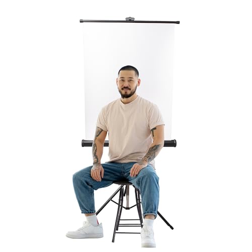 Retractable White Photo ID Backdrop for Passport Photos (Free Standing) - size: 96" W x 120" H