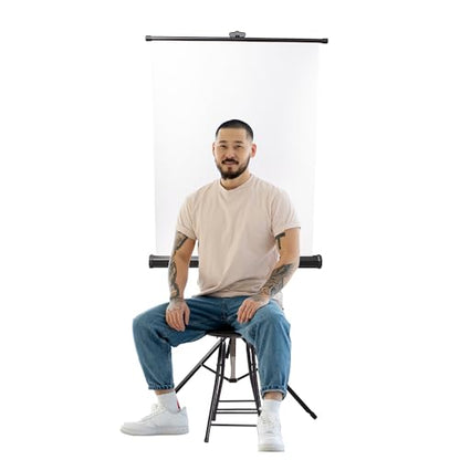 Retractable White Photo ID Backdrop for Passport Photos (Free Standing) - size: 96" W x 120" H