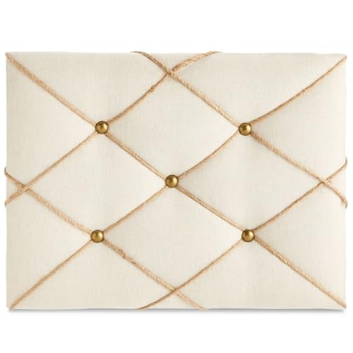 Farmlyn Creek Rectangular Fabric Bulletin Board - Picture Board for Photos - Farmhouse Style & Office Wall Decor - 16 x 12 in, Beige - size: 16 x 12 Inches