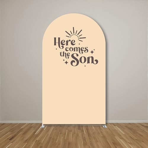 Arch Backdrop Cover Here Comes The Son Baby Shower Double-Sided Arch Spandex Cover Sun Sunrise Rainbows Birthday Party Fiesta Decorations Supplies (3.3X6.5ft,G-3829) - color: G-3829, size: 3.3X6.5ft