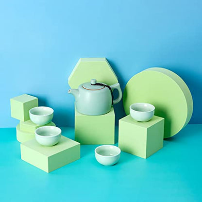 8PCS Geometric Cube Photo Props Set, Hard Foam Photography Background Props for Goods, Crafts, Lipstick, Jewelry, Cosmetics, Makeup Tools, Food (Green) - color: Green