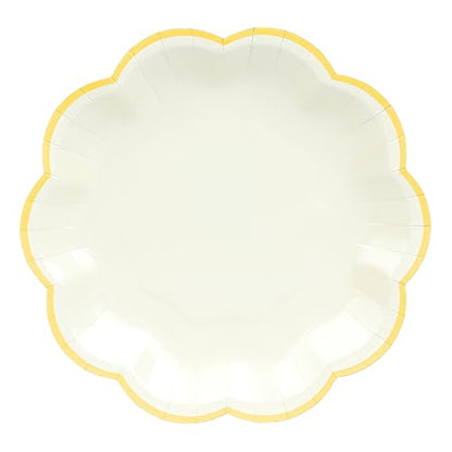 AimFun Beige Party Plates Cream Dessert Paper Plates 7inch Gold Foil Scalloped Edge Disposable Cake Plates for Tea Party Birthday Bridal Baby Shower Wedding Party Supplies (48, Beige) - color: Beige