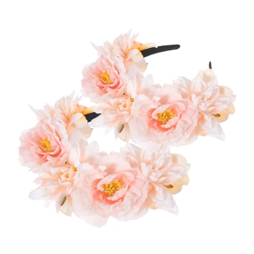 POPETPOP 2pcs Floral Hair Headbands for Women Vintage Peony Simulation Flower Crowns Photo Props Party Hair Accessories