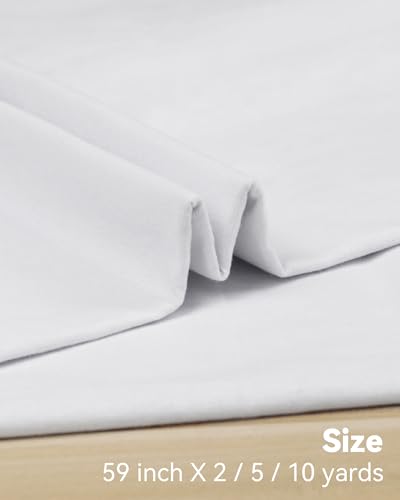 HOTGODEN Light Weight 100% Cotton Muslin Fabric: 59 inch x 2,5,10 Yards Bleached Muslin Linen Fabric Material for Sewing Material Apparel Cloth - color: Bleached, size: 5 YARDS