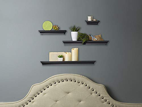 MELANNCO Floating Wall Shelves for Bedroom, Living Room, Bathroom, Kitchen, Nursery, Set of 4, Black, 4 Count - color: Black, size: Set of 4 (24, 20, 12, 6 Inch), style: Arlington