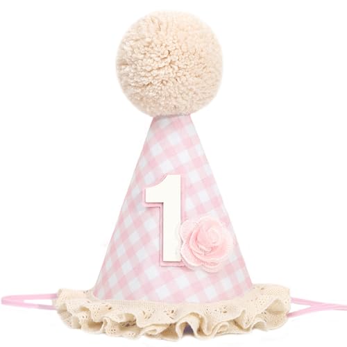 Baby In Bloom 1st Birthday Hat - First Birthday Party Decorations, Boho Cute First Birthday Hat - color: Pink