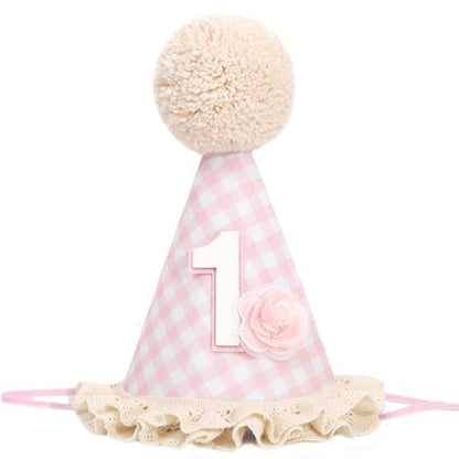 Baby In Bloom 1st Birthday Hat - First Birthday Party Decorations, Boho Cute First Birthday Hat - color: Pink