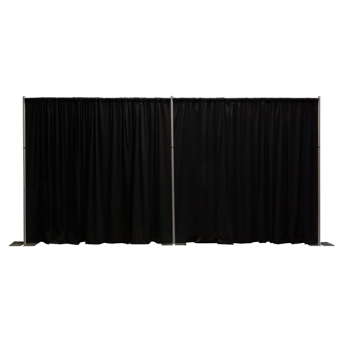 OnlineEEI, 8 Foot Tall Fixed Height Portable Pipe and Drape Backdrop Kit, 8ft x 20ft Breakapart, Black Drapes (BBD9990820CDPR750) - color: Black