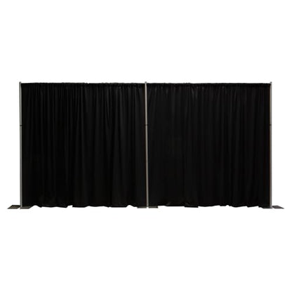 OnlineEEI, 8 Foot Tall Fixed Height Portable Pipe and Drape Backdrop Kit, 8ft x 20ft Breakapart, Black Drapes (BBD9990820CDPR750) - color: Black