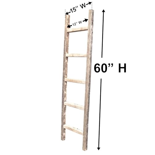 BarnwoodUSA Rustic Farmhouse Decorative Ladder - Our 5 ft Ladder can be Mounted Horizontally or Vertically and is Crafted from Upcycled Wood | No Assembly Required | Blue - color: Robins Egg Blue, size: 60"H x 15"W x 1.63"D