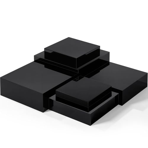 Geelin 6 Pack Acrylic Risers for Display Acrylic Cube Boxes Risers Display Stands with Hollow Bottoms Decorative Stand for Jewelry Candy Table Decor 6 Sizes(Black,10 to 15 Inch,Square) - color: Black, size: 10 to 15 Inch