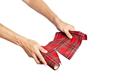 MY DRAP Luncheon Napkins 20 x 20 cm / 7.8" x 7.8" - (12 Per Roll, Cotton Red Tartan Xmas) - color: Cotton Red Tartan Xmas