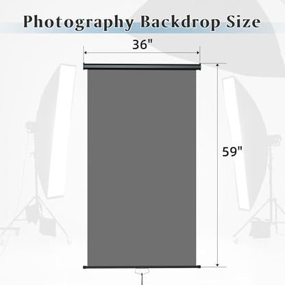 Retractable Gray Photography Backdrop 36" x 59", Portable Roll-Up, Pull-Down Background, Auto-Lock Backdrop Screen for Passport Photo, Product Photography, Headshots, Video Studio - color: Gray