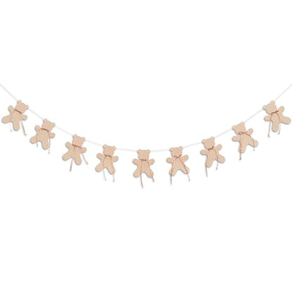 ZAIBIANHAO We Can Bearly Wait Banner - Teddy Bear Gender Reveal Party Garland For Baby Shower, Neutral Boho Bear Theme Birthday Party Hanging Banner Photo Props - color: cloth bear brown
