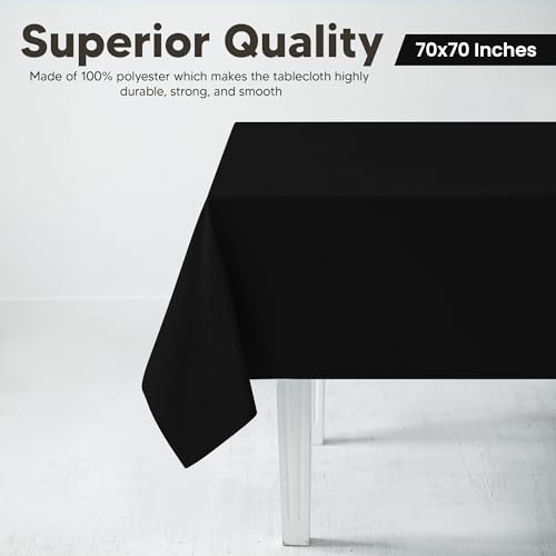 Utopia Kitchen Square Table Cloth 2 Pack(70x70 Inches, Black), Tablecloth Machine Washable, Polyester Table Cover for Dining, Buffet Parties, Picnics, Events, Weddings and Restaurants - color: Black, size: 2 Pack 70x70 Inch Tablecloth