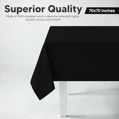 Utopia Kitchen Square Table Cloth 2 Pack(70x70 Inches, Black), Tablecloth Machine Washable, Polyester Table Cover for Dining, Buffet Parties, Picnics, Events, Weddings and Restaurants - color: Black, size: 2 Pack 70x70 Inch Tablecloth
