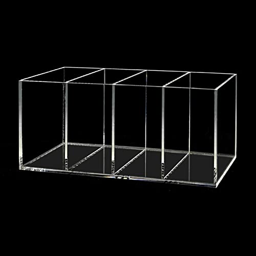 HSYMQ Acrylic Pen Holder 4 Compartments Clear Pencil Holder Organizer Makeup Brush Holder