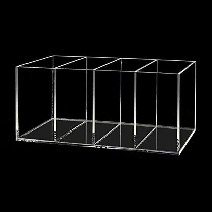 HSYMQ Acrylic Pen Holder 4 Compartments Clear Pencil Holder Organizer Makeup Brush Holder