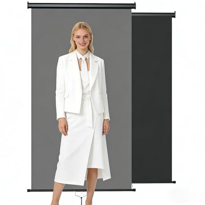 Retractable Gray Photography Backdrop 36" x 59", Portable Roll-Up, Pull-Down Background, Auto-Lock Backdrop Screen for Passport Photo, Product Photography, Headshots, Video Studio - color: Gray