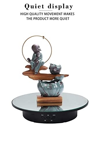 JAYEGT Motorized Rotating Display Stand, 7.87inch /17.6lbs Load, 360 Degree Electric Rotating Turntable for Photography Products, Jewelry, Cake,3D Model , Mirror Cover (Black/Button Control) - color: Black