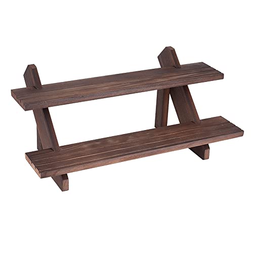 NBEADS 2-Tier Retail Earring Display Riser, Coffee Color Earring Ring Holder Detachable Wood Retail Jewelry Card Display Stand with Groove for Crafts Jewelry Storage, 15.3x7.17x6.5 - color: 2-Tier Coffee Color