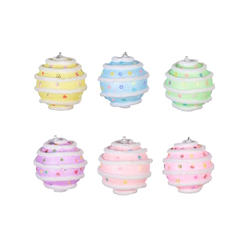 Colorful Cream Ring Christmas Ball Ornaments, Pastel Sugar Sprinkle Decorative Balls, Artificial Dessert Decorations for Easter, Birthday & Party Decor, Photo Props & Table Styling Set(3.15inch 6pcs) - color: Longitudinal