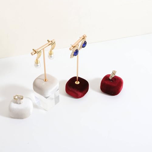 Cute Single Ring Holder for selling, Velvet Ring Display Stand for Jewelry Show, Jewelry Storage Display【Red】 - color: Red