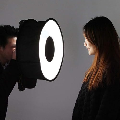 Softbox Diffuser, 42x16cm Foldable Ring Speedlite Flash Diffuser Macro Shoot Round Softbox with Storage Bag for Camera Flash Light