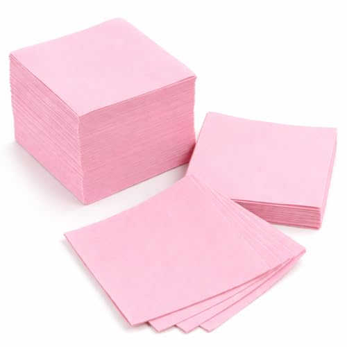 AH AMERICAN HOMESTEAD Paper Cocktail Napkins - Linen-Like Disposable Beverage Bar Napkins 4.75" x 4.75" - Bulk Square Napkins - Ideal for Party or Wedding (Pink -100 Count) - color: Pink, size: 4.75 x 4.75