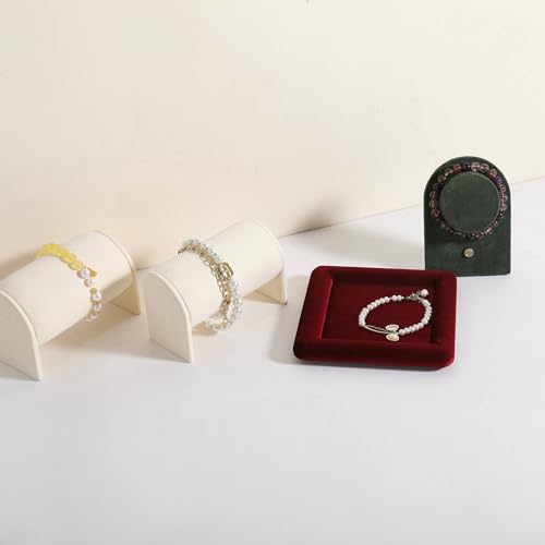 Jewelry storage organizer plate, Square velvet Jewerly display tray, Empty Jewelry showcase tray for Necklace Bracelet Ring Earring display stand holder (Red-Medium, 5.9 x 5.9 in) - color: Red, size: 5.9" x 5.9"