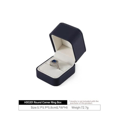 Leather Ring Display Box - Luxury Gift Box for Wedding, Anniversary & Premium Jewelry - color: Dark Blue, size: Ring Box