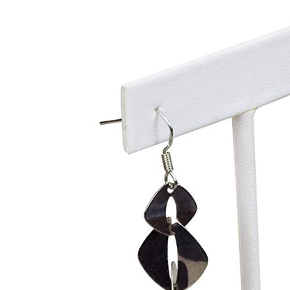 Ikee Design 6 Pcs Set Premium T- Shape Style Earring Display Stand, Earring Stand Jewelry Display for Showroom, Tradeshow, and Showcase, 2 1/2 W x 4 1/2 H in, White Faux Leather - color: White Faux Leather, 4.5" High