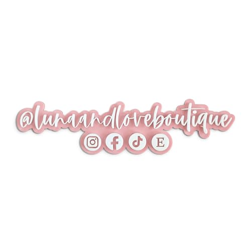 The Cotton and Canvas Co. Acrylic Social Media Sign, Hashtag, Username, Photo Prop, Follow Us, Let's Connect, Laser Cut, 3D, Custom Business Logo, Watermark, Two Row