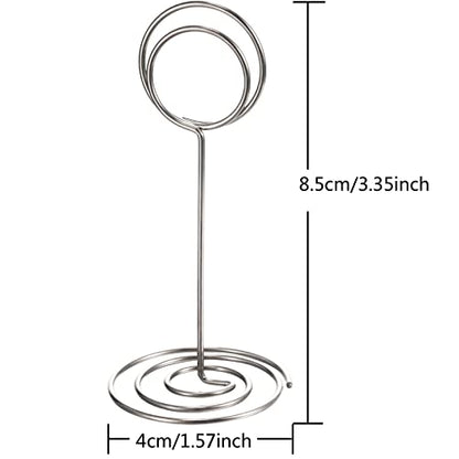 TecUnite 24 Pieces 3.35 Inch Table Number Holder Place Card Photo Holder Picture Name Menu Clips Memo Cards Stand for Wedding Reception Anniversary Birthday Party Centerpieces (Silver) - color: Silver