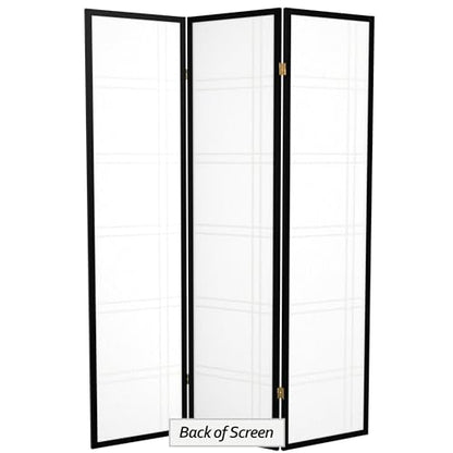 Red Lantern 6 ft. Tall Double Cross Shoji Screen - Black - 3 Panels - color: Black, size: 3 Panel