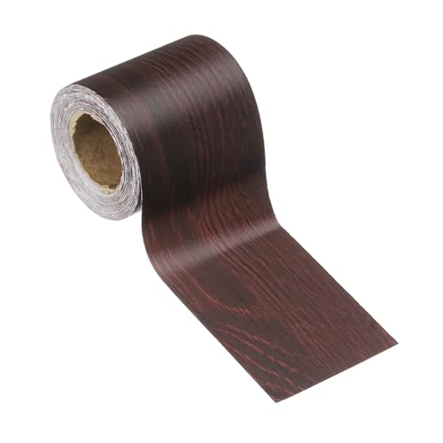 HARFINGTON Wood Grain Wallpaper Border 2" x 16.4ft PVC Self-Adhesive Textured Frame Sticker Waterproof Wall Decorative Wallpaper for Floor Door Table Cabinets Desk, Red Wood - color: Red Wood, size: 2" x 16.4ft