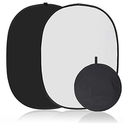 Koopro 5’×7’ Collapsible Twist Background Double-Sided Pop Up Flex Backdrops Chroma Black & White Portrait Screen Professional Video Photography and Television Studio Props with Carrying Case - color: Black&White