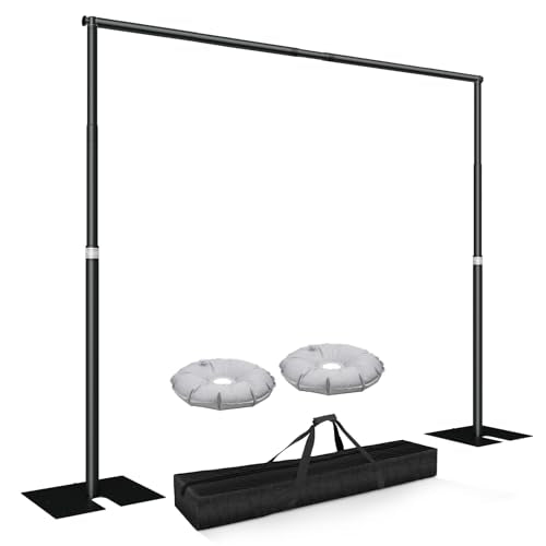 Pipe and Drape Backdrop Stand Kit 10x10ft, Heavy Duty Back Drop Adjustable Stand with Carry Bag, Metal Background Frame for Parties Wedding Birthday Decoration Photography Photo Booth Video - color: Black, size: 10x10ft