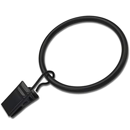 WeeksEight 20 Pack Black Curtain Rings with Clips, Curtain Hooks Hangers Clip Rings for Hanging Drapes Bows Hat, Drapery Rings 1.77 in I D, Fits up to 1.5 in Diameter Curtain Rod. - color: Black, size: 1.7" I D Set of 20