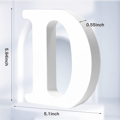 AOCEAN 6 Inch White Wood Letters - Unfinished Wood Letters for Wall Christmas Decor Standing Letters Slices Sign Board Decoration for Xmas Home Party Projects (D) - style: D