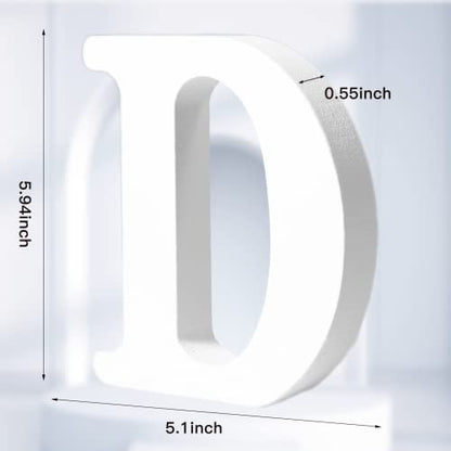 AOCEAN 6 Inch White Wood Letters - Unfinished Wood Letters for Wall Christmas Decor Standing Letters Slices Sign Board Decoration for Xmas Home Party Projects (D) - style: D