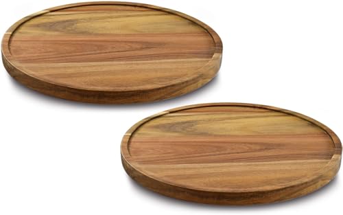 11" Acacia Wood Lazy Susan Organizer Kitchen Turntable for Cabinet Pantry Table Organization,2 Pack - color: Acacia Two Pack, size: 11"