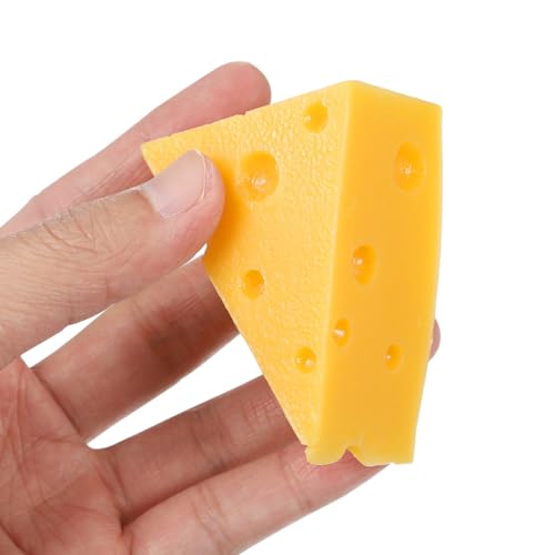 Generic Simulated Triangle Cheese Model 2.55X1.77X1.37 Inch Fake Cheese Decor for Bakery Shop Kitchen Display Photography Prop