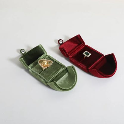 Green Velvet Jewelry Ring Box, Soft Lined Jewelry Display Holder with Luxury Design, Elegant Ring Storage Case for Women【Ring Storage, Green】
