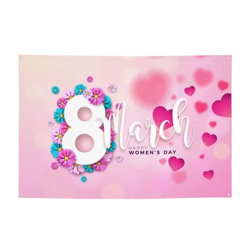 International Happy Women's Day March Backdrops 47 * 71 Inches Holiday Party Photography Background Indoor Outdoor Festival Photo Banner Booth Props Wall Decoration - color: Pink