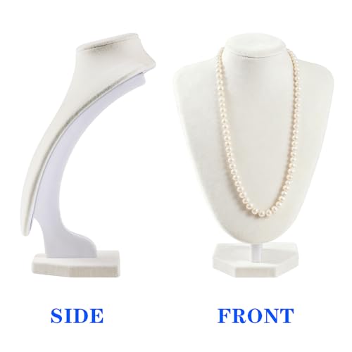 TENINYU Professional 3D Necklace Display Stand, Beige Velvet Jewelry Bust Holder, 8.5 Inch Chain Organizer Tower for Home Display (Beige) - color: Beige