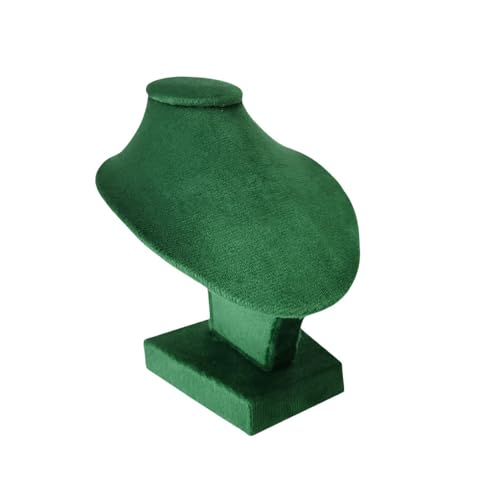 Mini Pendant Jewelry Display Stand Bust White PU Holder Black Velvet Mannequin Necklace Stand Wooden Portrait Model 12cm (Green) - color: Green